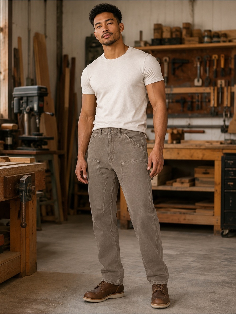 Old Navy Mens 32x34 90s Straight Carpenter Jeans Brown Workwear Flex